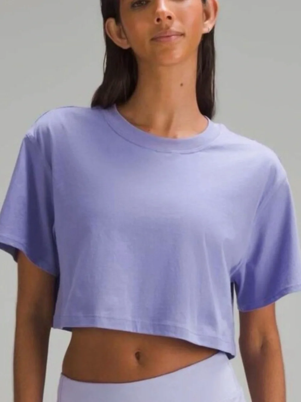 lululemon athletica Lavender Cropped Crew Tee